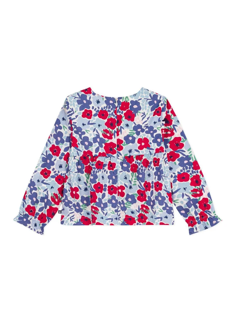 Petit Bateau Children's long-sleeved floral print cotton blouse